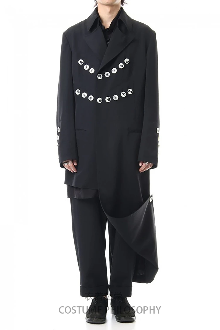 S~6XL! Customizable New Men's clothing Fashion Medium and long section of several button personality trench coat