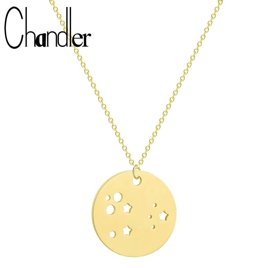 Chandler Brushed Finish Full Moon Necklace Earth Star Necklaces Bridesmaid Wedding Gift Coin Pendant Callors Infinity Colier