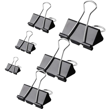 

120Pcs Binder Clips Paper Clamps Assorted 6 Sizes Paper Binder Clips Metal Fold Back Clips for Office, School and Home Supplies
