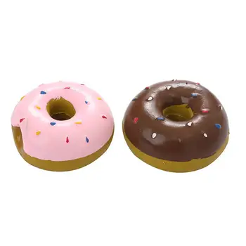 

2pcs Dog Donut Sound Toy Funny Educational Playing Doll Pet Training Toy Latex Doughnut Bite Toy (Random Color)