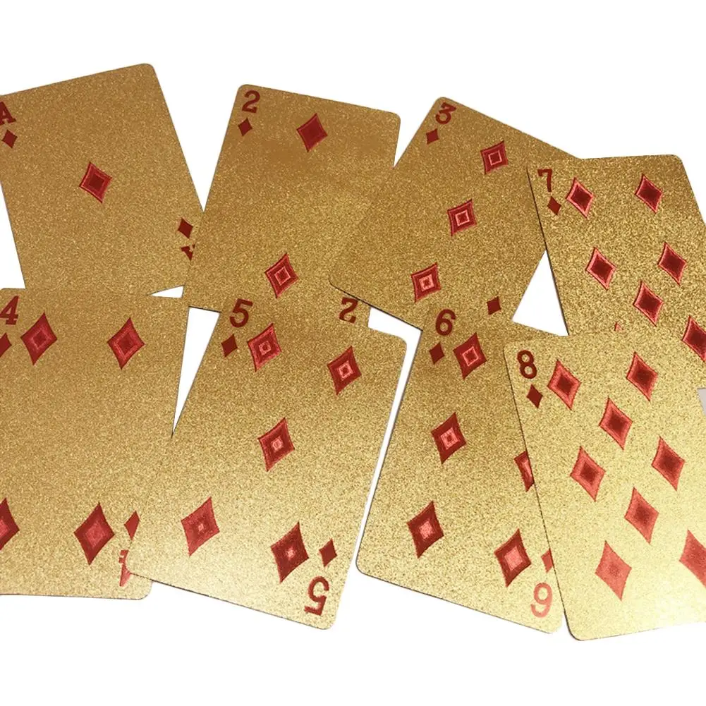 Gold Foil Poker Card Playing Cards Waterproof Plastic Card For Entertainment Magic Props Games Party 57MM*88MM Gold Foil Poker Card Playing Cards Waterproof Plastic Card For Entertainment Magic Props Games Party 57MM*88MM