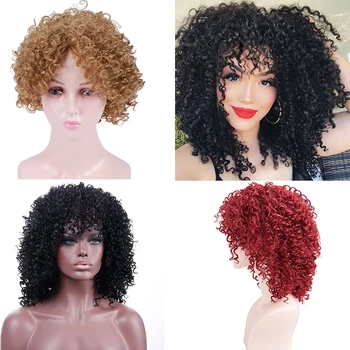 

DIANQI 14 '' Short Synthetic Wigs Afro Kinky Curly Wig for Women 3 Colors Available Natural Black High Temperature Hair