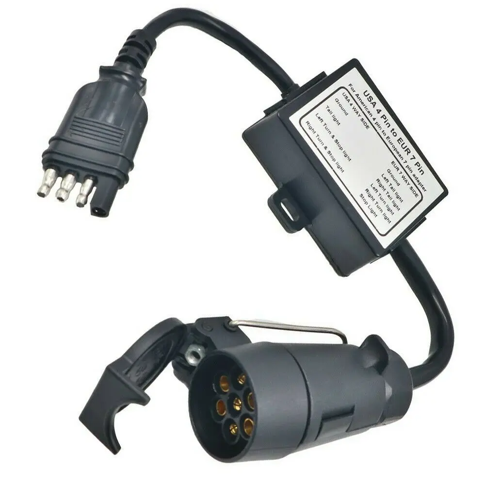 US To Europe Trailer Connector Light Converter 4 Way Flat Socket. 1