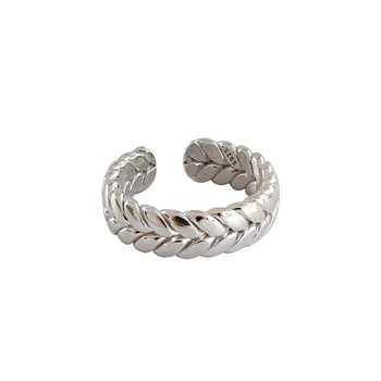 

JAECLNCY 925 Sterling Silver Ring Wide Woven Pattern Ring Openwork 18k Gold Ring For Women Elegant Fine Jewelry 925 Punk Niche