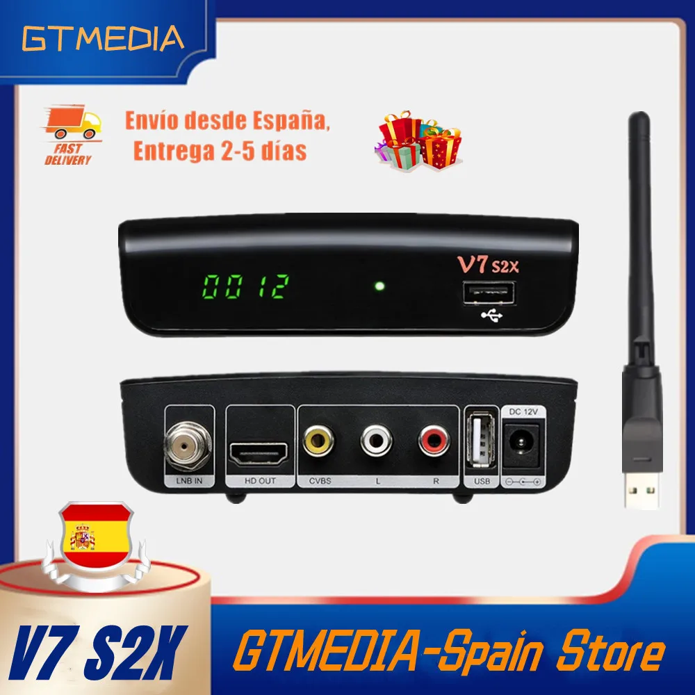 FTA 1080P Gtmedia V7 S2X DVB S2 Satellite Receiver Gtmedia V7s2x with usb wifi HD Receptor
