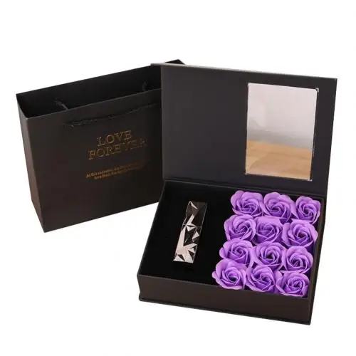 Purple Flower Кольцо Ожерелье Держатель Флип бумажная коробка мыло роза цветок ювелирные изделия помада подарок чехол - Цвет: Purple Flower