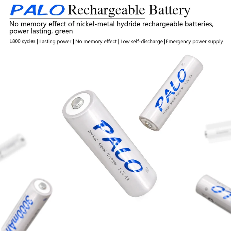 PALO 8 Slots LED Light Smart Battery Charger For NI-MH NI-CD AA AAA Rechargeable Batteries With 8pcs AA 3000mAh Rechargeable Bat