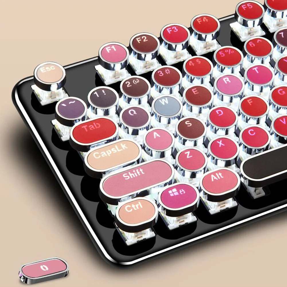 K520 Metal Gaming Lipstick Color Accessory Fashion Desktop Replacement 104 Keys USB Mechanical Ergonomics Computer Keyboard