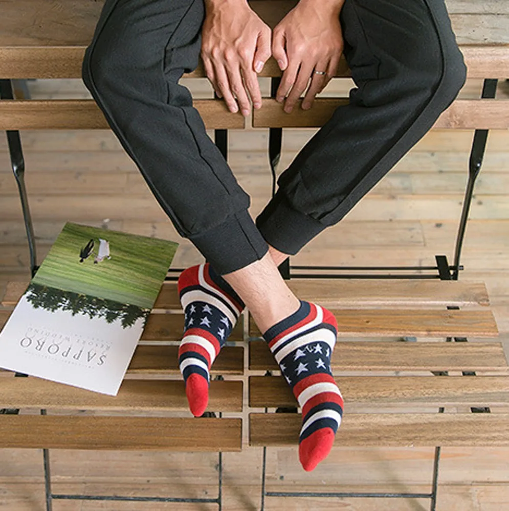 New Mens Comfortable Sports Mosaic Pattern Cotton Sock Stripe Series Fashion Casual Slippers Short Soft Ankle Socks