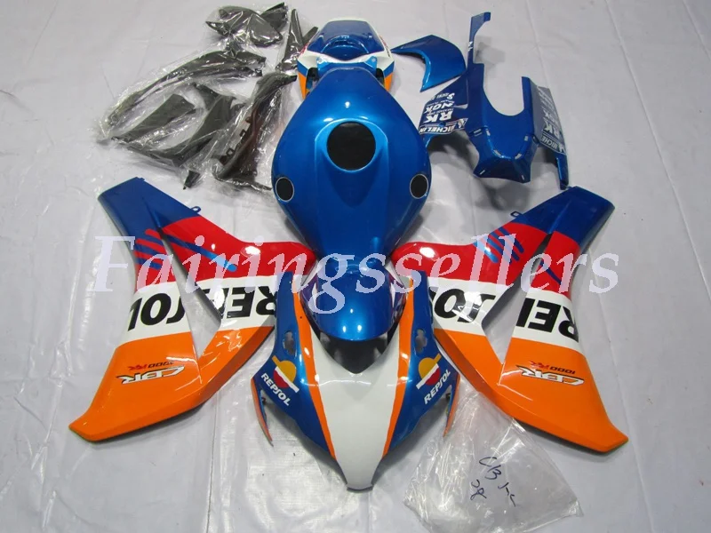 Инъекций ABS Полный обтекатели комплект Подходит для HONDA CBR1000RR 2008 2009 2010 2011 CBR 1000RR 08-11 CBR1000 обтекателя Синий Красный orange