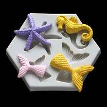 

Mermaid Starfish Seahorse Shaped Silicone Fondant Cake Decorating Resin Molds