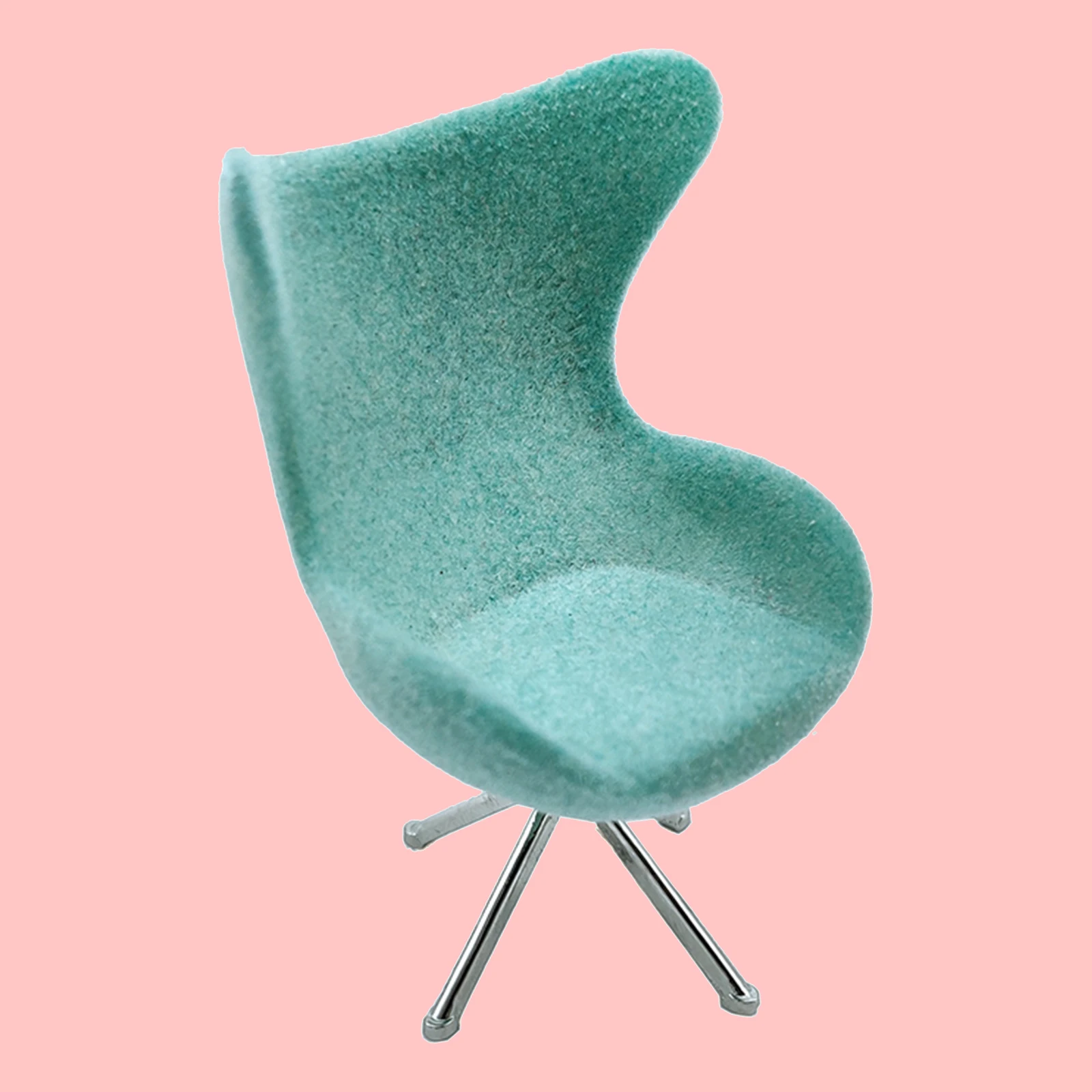 Miniature Mini Modern Green Plastic Office High Back Swan Chair for 1/12 Scale DollHouse Furniture Home Decor