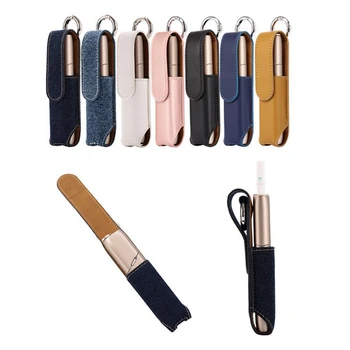 

Luxury Litchi Leather Bag Case Cigarette Accessories Carrying Protective Cover With Metal Ring Hook Up New For IQOS 3.0 Multi