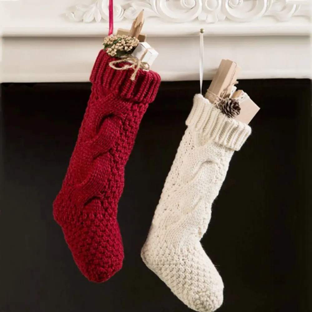 

Candy Gift Bag Stockings Sack 40.5*13CM Woolen Yarn Presents Filler Hanging Xmas Decoration Party Soft New Christmas Ornament