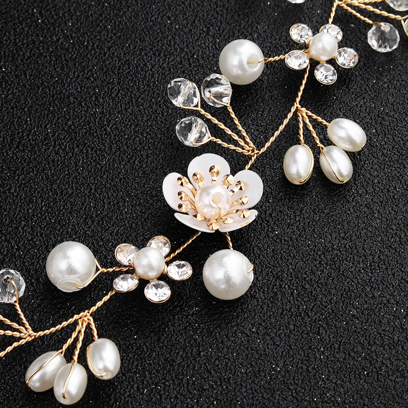 Crystal Pearl Headband Bride Bridal Party Hair Band Wedding Hair Accessories For Women HHeaddress Styling Tools Accessories