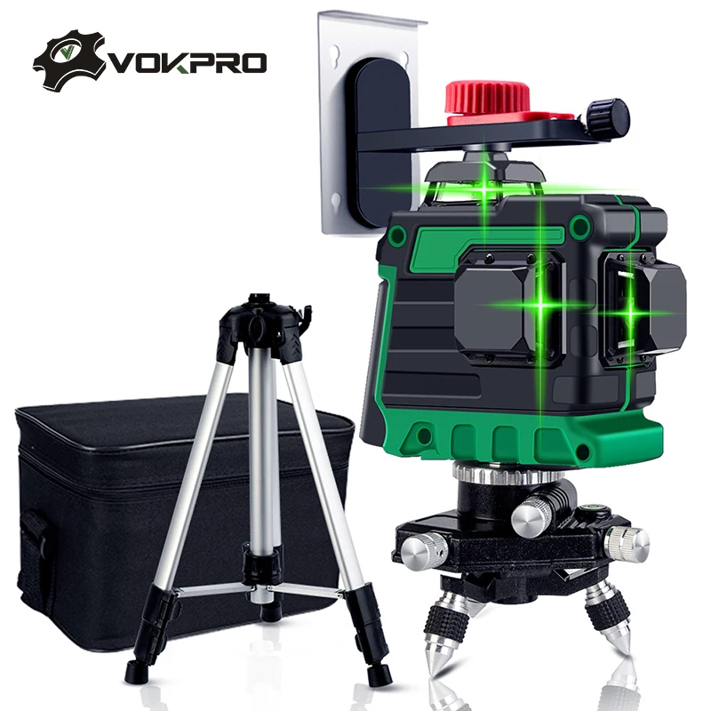 

12 Lines 3D Laser Level Green Laser Line Self-Leveling 360 Horizontal & Vertical Cross Lines With Tripod Battery Wall Bracket