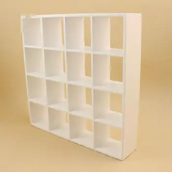 

Kuulee Mini White Wood 16 Grids Storage Shelf for 1:12 Doll House Accessories