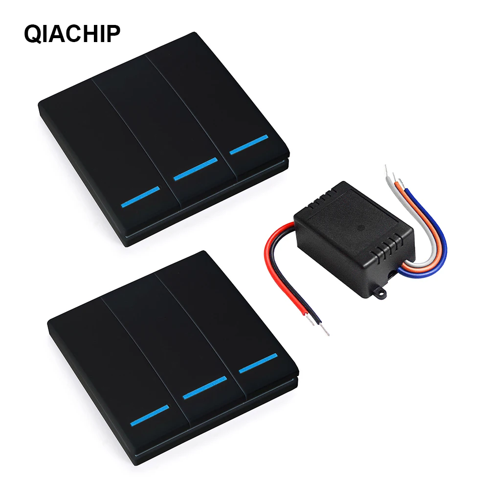 2 RC and 1 Receiver QIACHIP 433 МГц Универсальный вкл/выкл DC 12 В 24 В светильник цифровой RF пульт дистанционного управления Модуль приемника 86 настенный панельный передатчик - Цвет: 2 RC and 1 Receiver