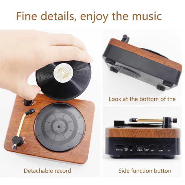 Retro Bluetooth Speaker Portable Vinyl 