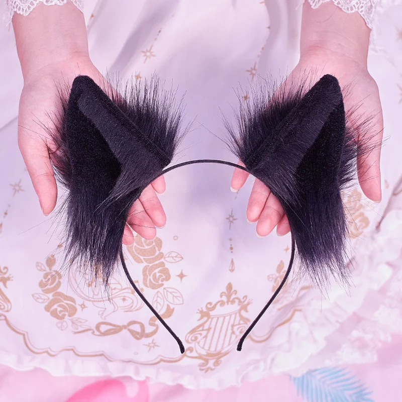 

MMGG New Hand Work Cosplay Wolves Hair Hoop Hairpin Simulation Lolita Headwear Lovely Kc Animal fold Ears headband