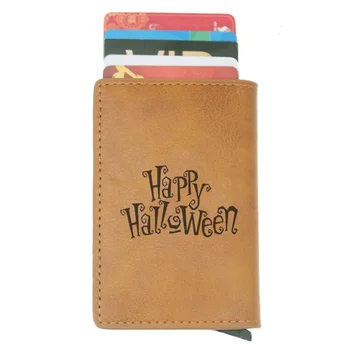 

2019 New Arrivals Happy Halloween RFID Credit Card Holder Anti-Theft Automatic Wallet Card Case Men Mini Leather Male Purse