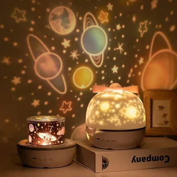 

SUNNYLIFE Romantic 360 Degree Rotating Star Projector Lamp Night Light with Music 3-Light Color 6-Film for Bedroom Party Gift