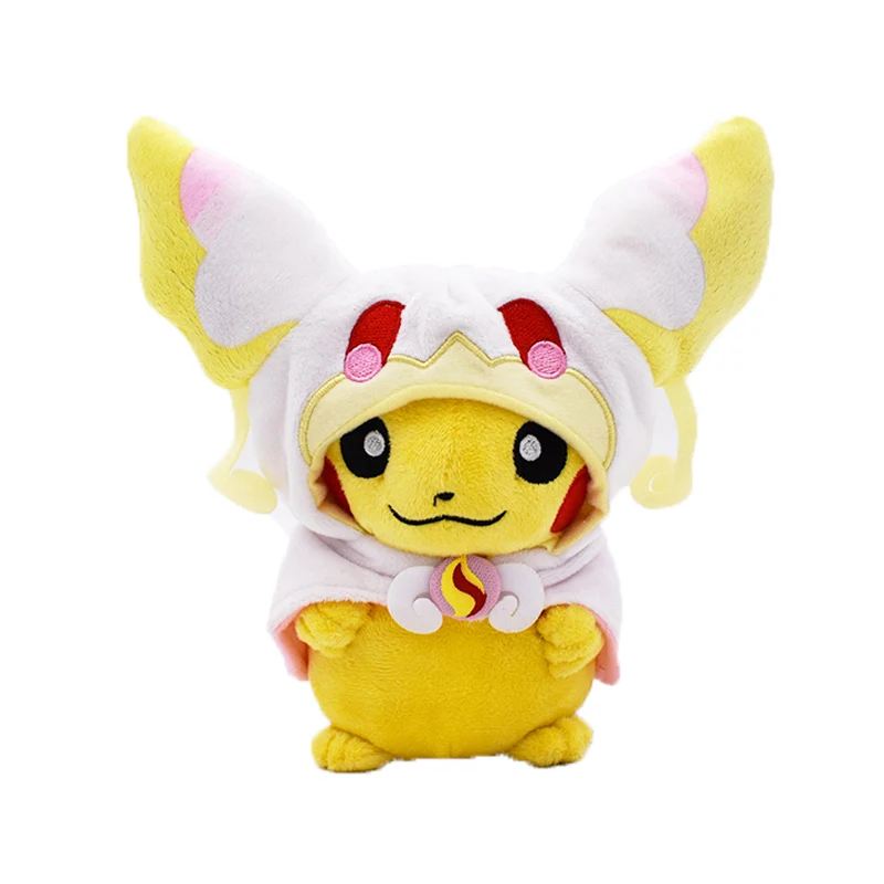Горячие игрушки 20-24 см 7,9-9,4 ''Пикачу Косплей тиранитар Hydreigon Charizard Snorlax Ampharos Garchomp Мягкие плюшевые игрушки плюш - Цвет: 22cm White hat