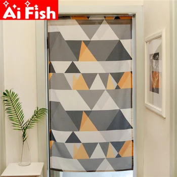

Simple Nordic Irregular Color Printing Curtains Bedroom Living Room Porch Free Punch Hole Entrance Partition Curtain X009-4