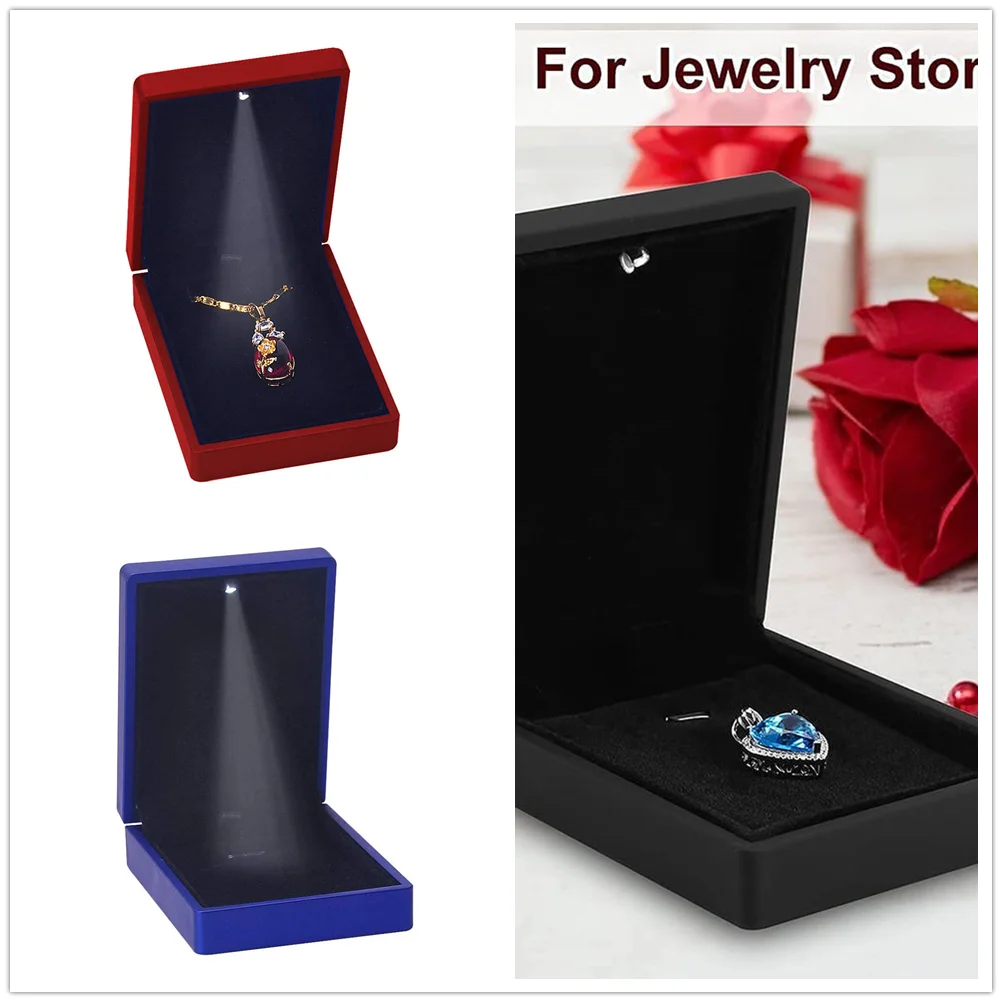 2022 Premuim Pendant Necklace LED Light Gift Box Jewelry Display Case Wedding Supplies Blue Jewelry Gift  Packing Case