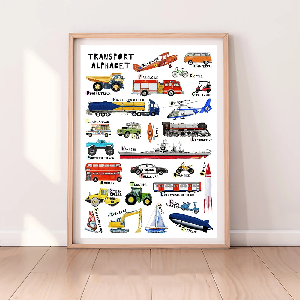 

Vehicle Car Nursery Canvas Painting Transport Wall Art Child Poster Print Transportation Picture Nordic Kid Boy Bedroom Decor