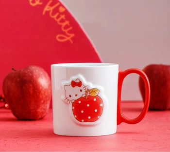 

1 Pcs Cartoon 3D Bow Apple KT Design 330ML Ceramic Coffee Milk Tea Mug Cup No Spoon