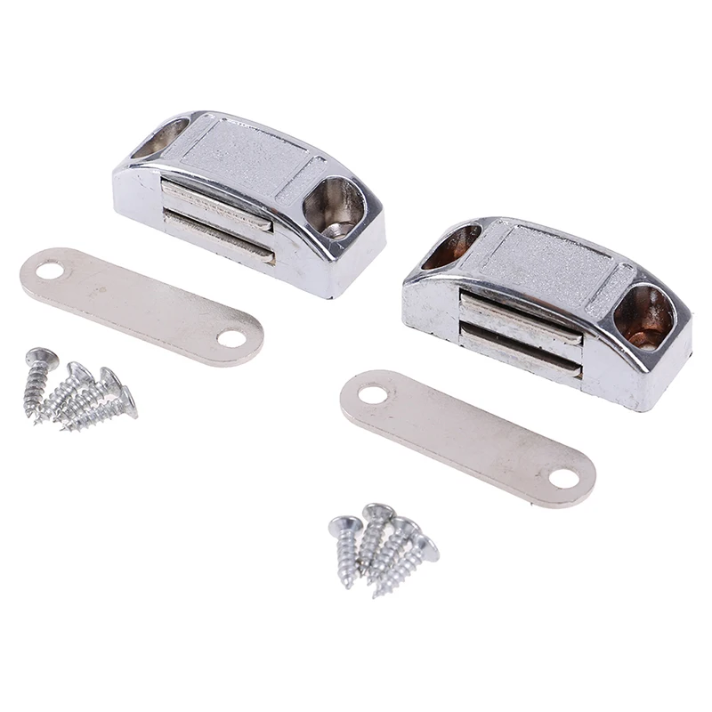 2sets 42*17MM Magnetic Door Catches Cupboard Wardrobe Magnetic Cabinet Latch Catches Stop Stoppers Self-Aligning Magnet