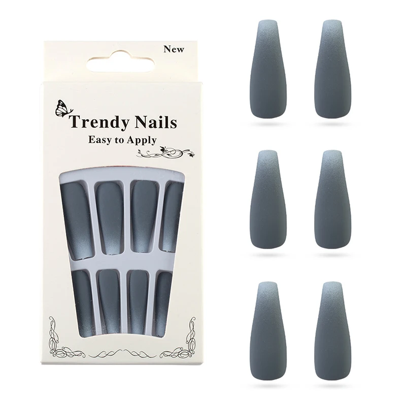 20pcs Extra Long Gradient Fake Nails Ballerina Nail Full Cover Matte frosted Coffin Tip DIY Manicure Extension Tools | Красота и