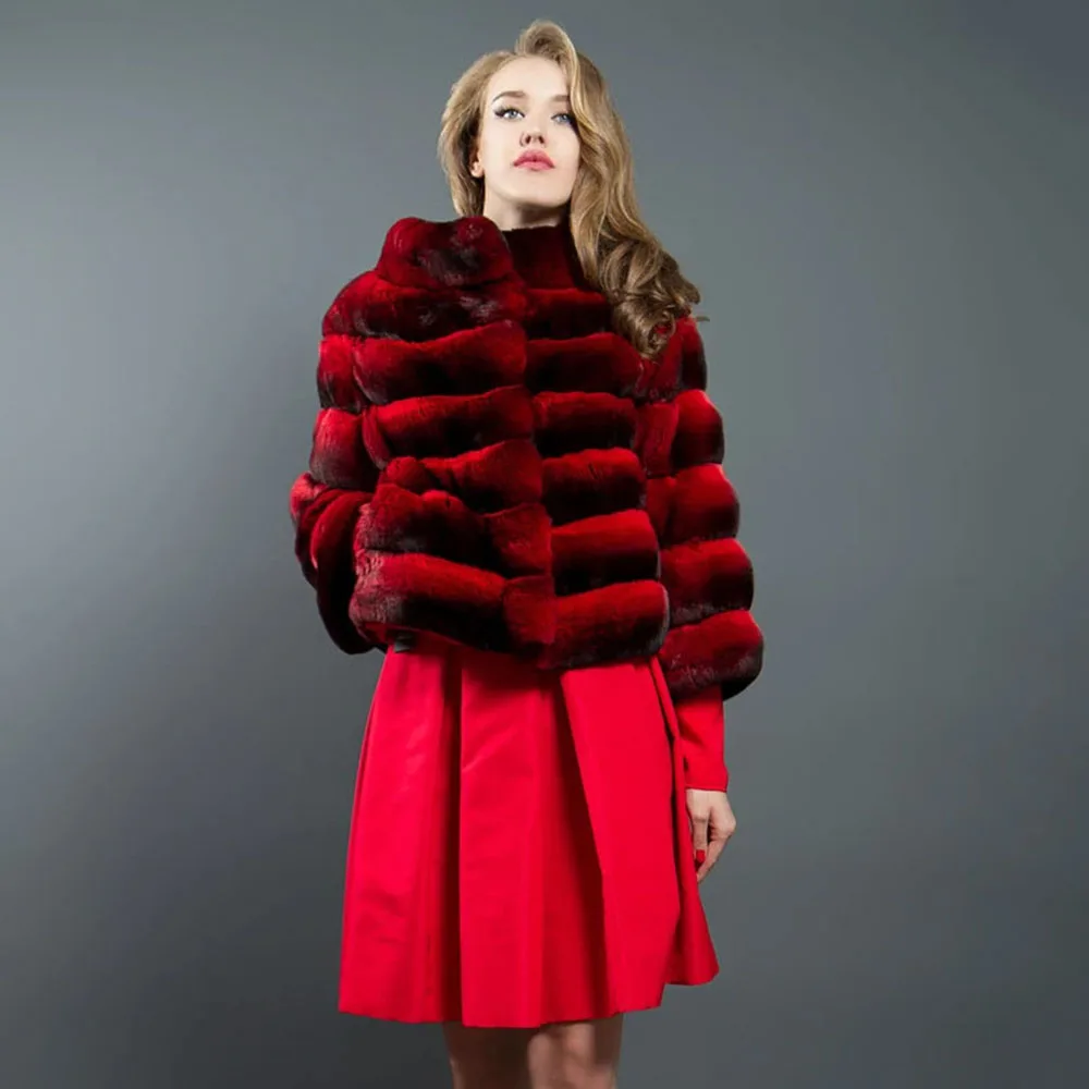 TOPFUR Natural Real Rex Rabbit Fur Coat Women Winter Luxury Fur Collar Jacket 2020 Thick Warm Fashion Chinchilla Fur Female