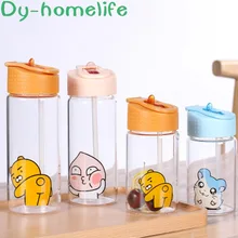 300 мл/500 мл оранжевая/Розовая/небесно-голубая крышка с ручкой из боросиликатного стекла пищевой полипропиленовый материал мультяшная соломенная чашка