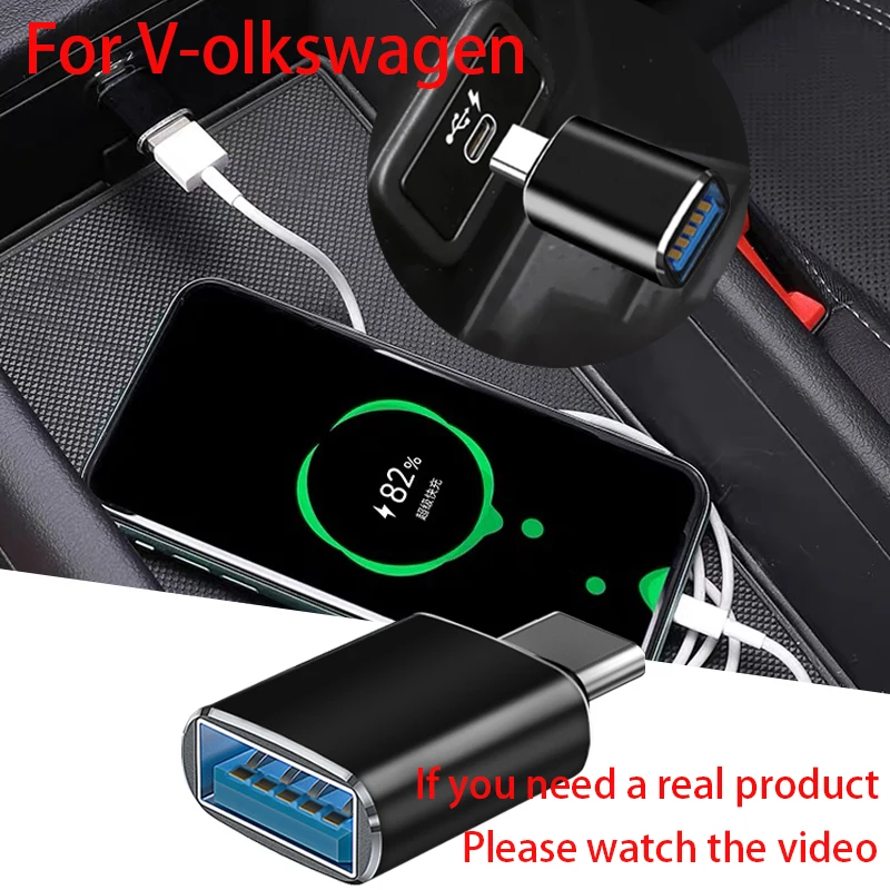 1Pcs Car Usb Type C Cable Converter Charging Adapter For Volkswagen VW CC T-ROC Golf 4 5 6 7 Sharan 7N Passat B5 B6 B7 Tiguan | Автомобили