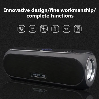 

HOPESTAR H19 NFC Touch Pad Bluetooth Speaker Music Center BoomBox Wireless Mini Column 3D Stereo Shocking Subwoofer Power Bank