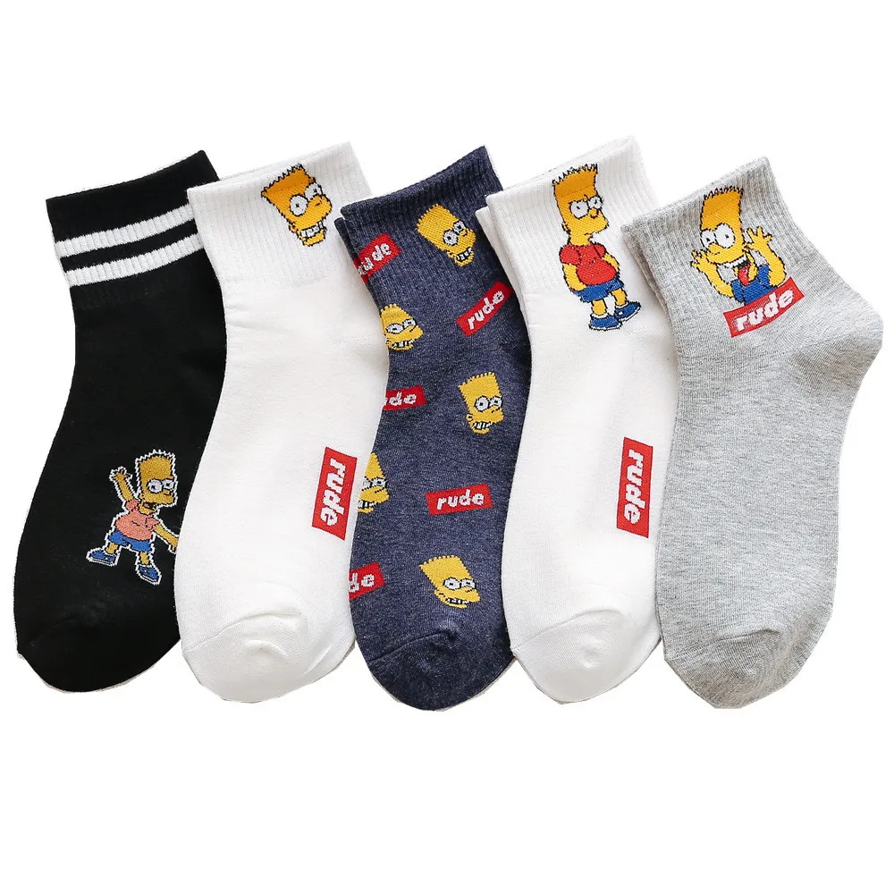 5 пар/лот носков Симпсон семья милые носки мужские Мультяшные короткие носки хлопок забавные Симпсоны носки женские Харадзюку носки унисекс
