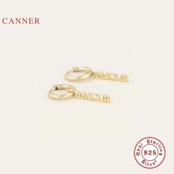 

CANNER Ear Clip Fashion alphabet couple earrings 925 Sterling Silver Earrings Jewelry Earrings For Women Brincos Aretes De Mujer