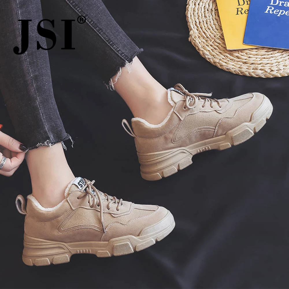 JSI новые зимние кроссовки модные теплые короткие плюшевые женские ботинки с