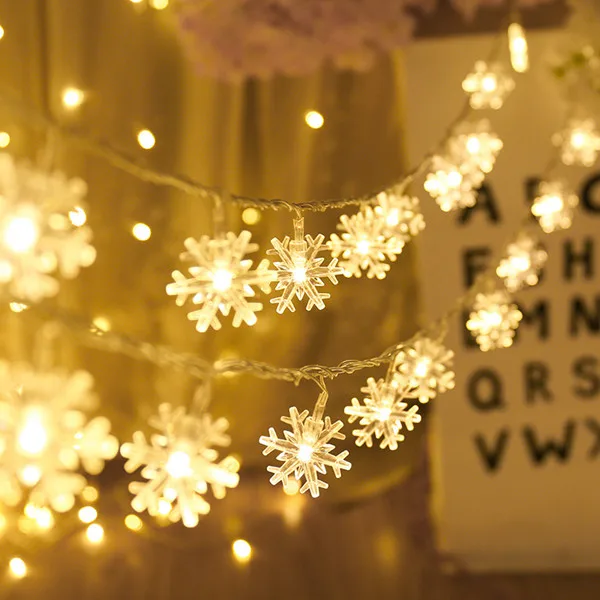 Светодиодный гирлянда праздничные снежинки гирлянда сказочные светильники с питанием от аккумулятора висячие украшения для рождественской елки вечерние домашний декор