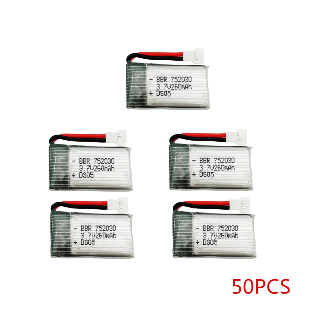 50pcs 3.7V 260mAh Drone Lipo Battery For RC H48 H8 Mini Quadcopter Parts 751732 Upgrade Capacity | Игрушки и хобби