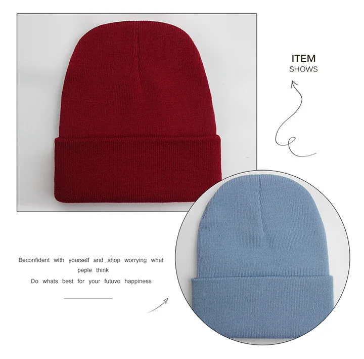 Solid Unisex Beanie Autumn Winter Wool Blends Soft Warm Knitted Cap Men Women SkullCap Hats Gorro Ski Caps 24 Colors Beanies