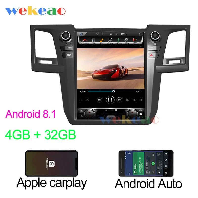 Android Car Radio Wekeao вертикальный экран Tesla стиль 12,1 ''Android 8,1 автомобильный Dvd мультимедийный плеер для Toyota Fortuner Revo Автомагнитола 2012 - Цвет: Android Car Radio