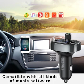 

FM Transmitter Bluetooth Handsfree Car Kit Wireless FM Modulator TF Card U Disk MP3 Player 3.4A Dual USB Charger