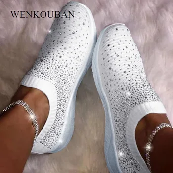 

Women Flat Shoes Fashion Bling Sock Sneakers Summer New Female Mesh Vulcanized Shoes Casual Ladies Loafers Chaussures Femme 2020