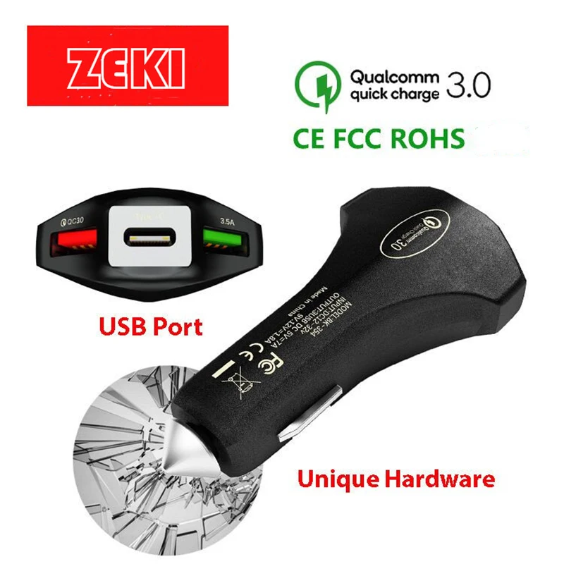 

QC3.0 12V 3.5A Quick charge Double Dual USB Car-Charger Type-C Fast Charging for iPhoneX Huawei Samsung Xiaomi