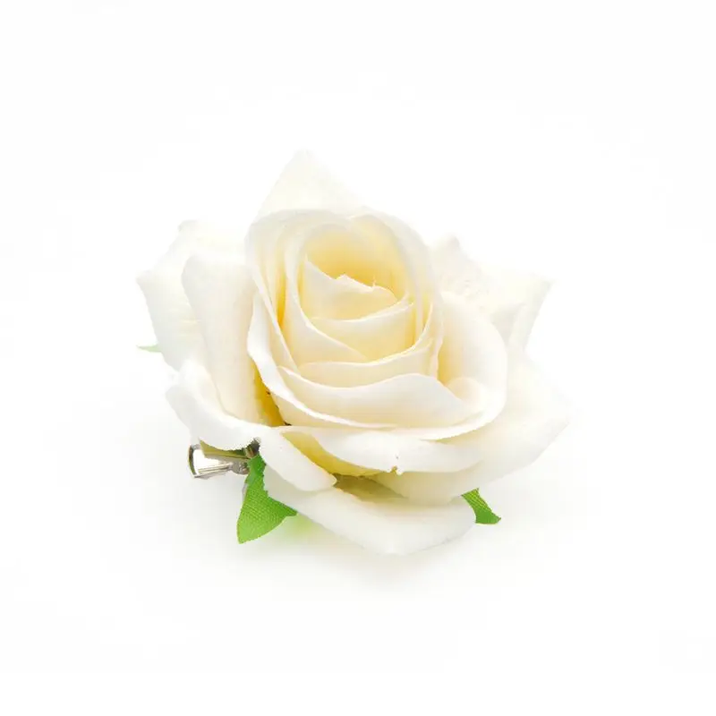 Женская бархатная тканевая заколка для волос Роза имитация искусственного цветка корсаж брошь Праздничная свадебная брошь фламенко танцор аксессуары для волос - Цвет: Beige White
