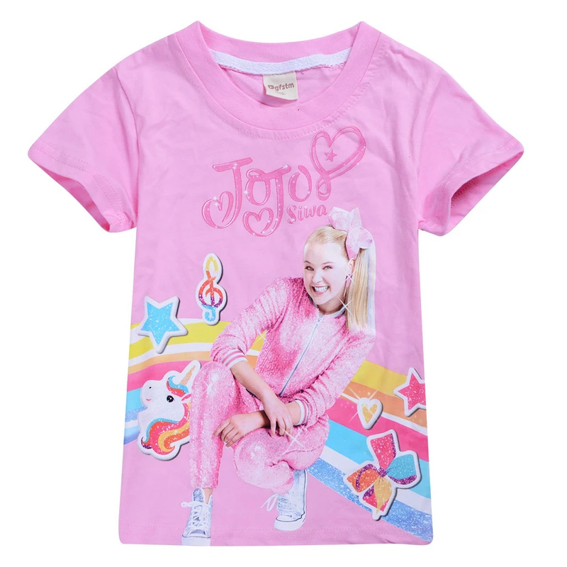 

2019 new summer children's cartoon JOJO siwa girls tops cotton boys and girls short-sleeved T-shirt children's clothing 4-12Y