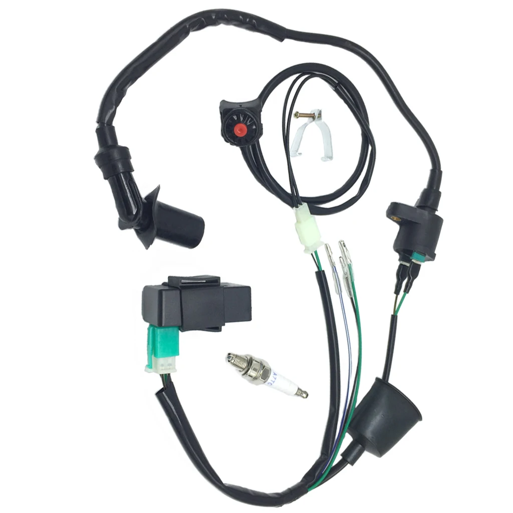 Wiring Loom Harness Kill Switch Ignition Coil CDI For 50cc-160cc SSR Thumpstar Kick Start Pit Dirt Bike